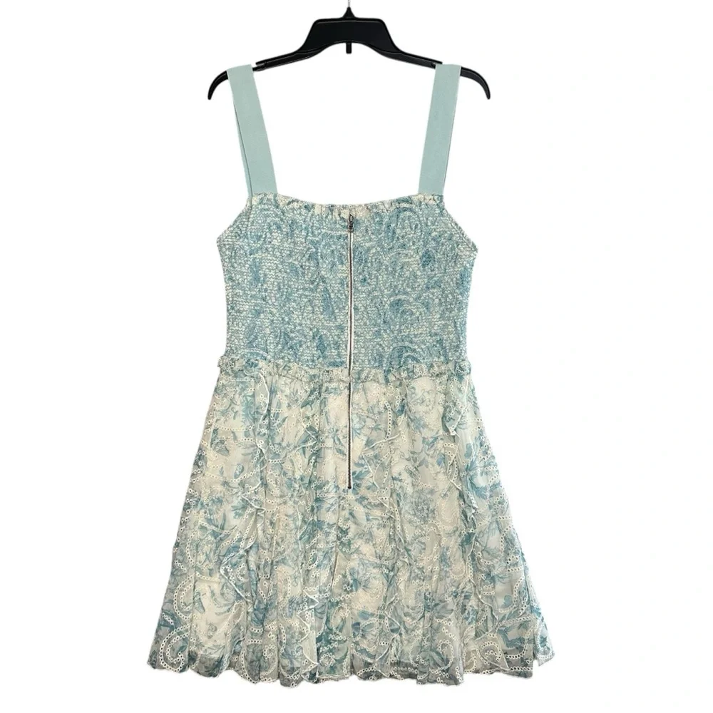 Alice + Olivia Jocelyn Smocked Ruffle Mini Dress. Sz: 14
